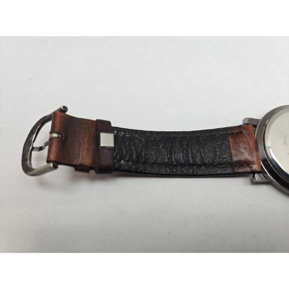 Vintage CS Ltd Hong Kong Celestial Sun Face Quartz Watch New Battery Brown Strap main image 9